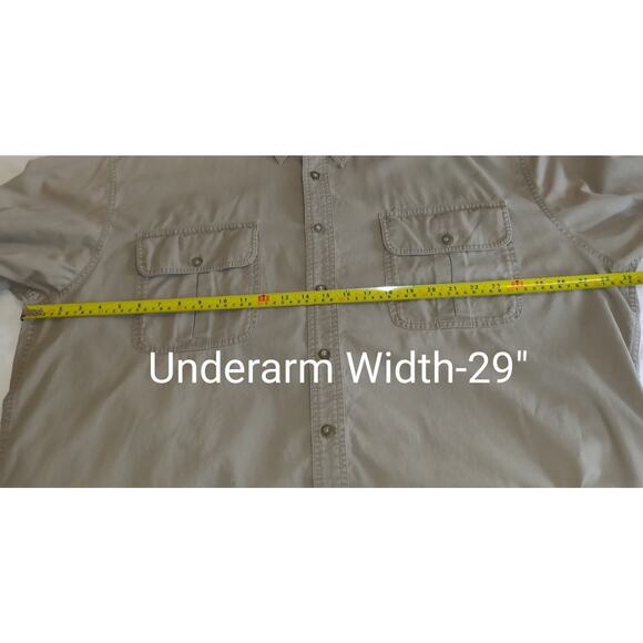 Cabela's Men's Shirt 2XL TALL Outdoor Gear Tan Camel Elbow Patches Work Wear - Picture 13 of 16